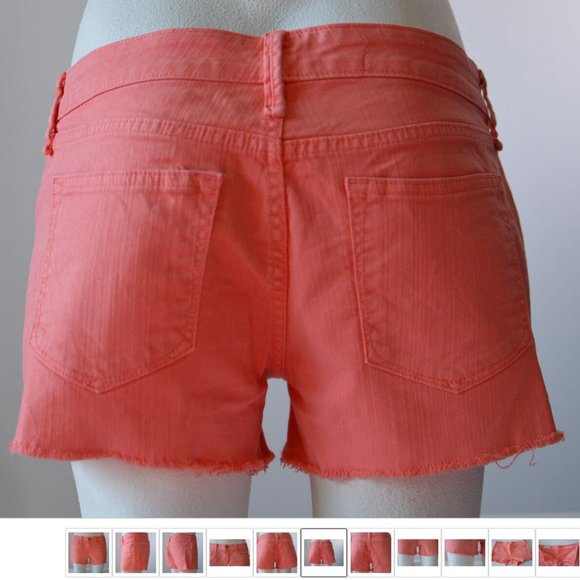 Frayed Hem Denim Jeans Short Women sz 27 Salmon Pink by Gap 1969 - Picture 5 of 8